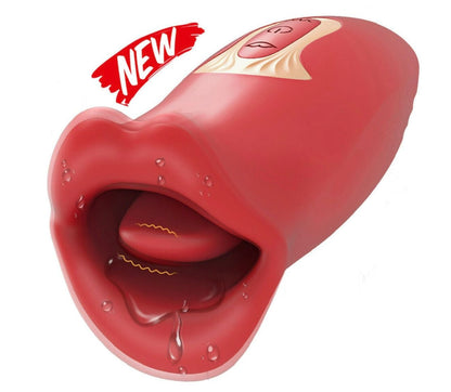 Red novelty product shaped like lips with a 'New' label above it on a white background