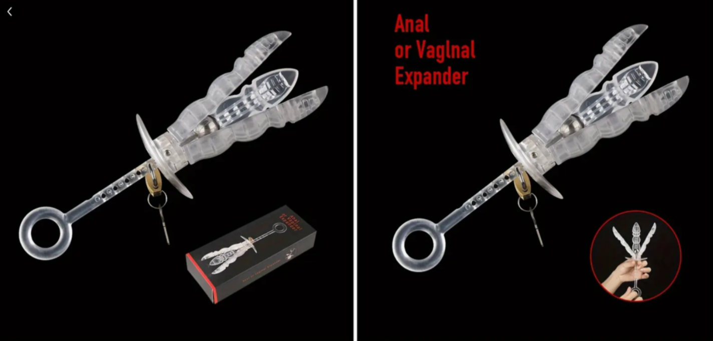 Anal or Vaginal Expander with packaging on a black background