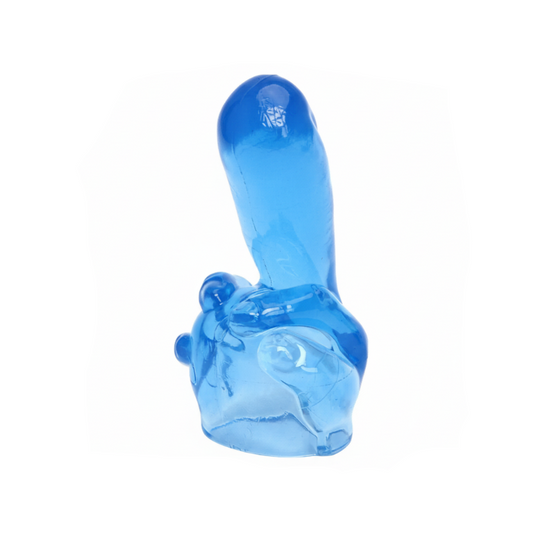 Blue silicone product on a white background