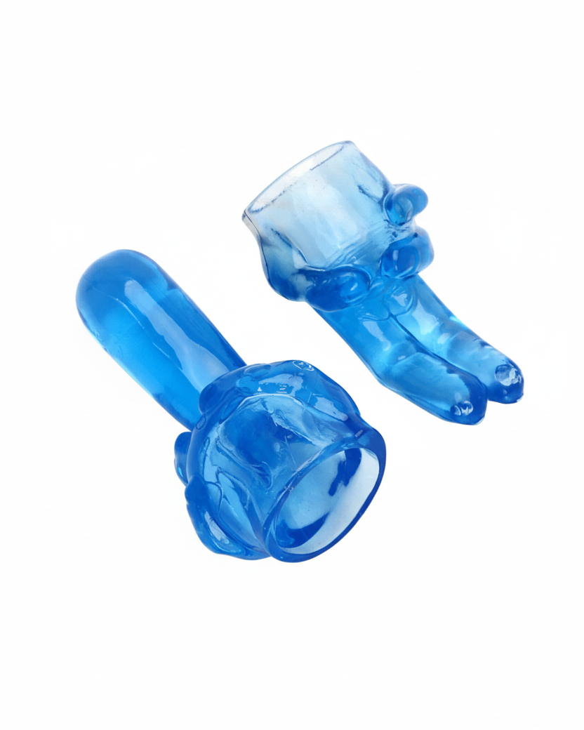 Two blue plastic pipes on a white background