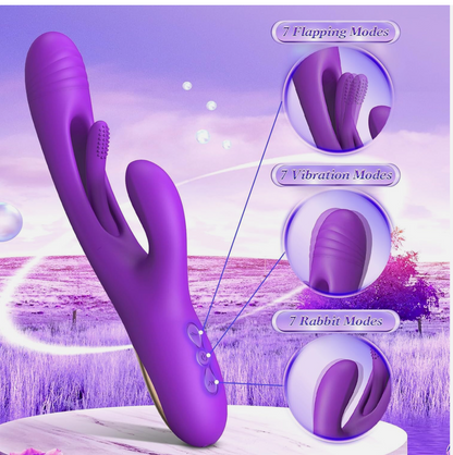Purple sex toy with mode indicators on a purple background