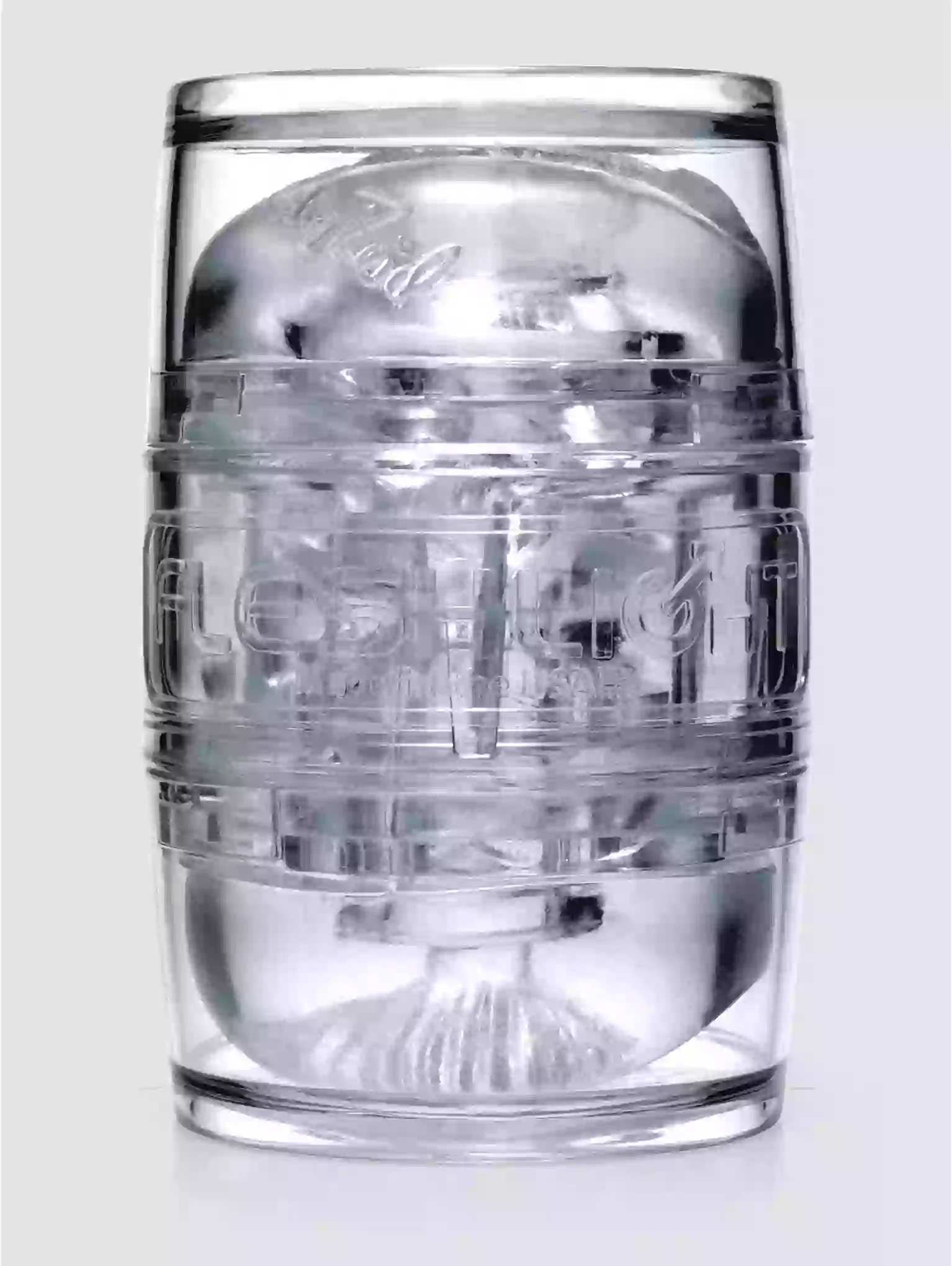Clear glass with metal top on a white background