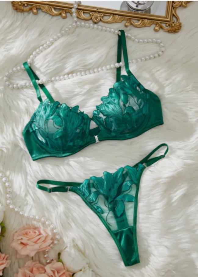 Floral Embroidery Sexy Bra & Panty Lingerie Set UK
