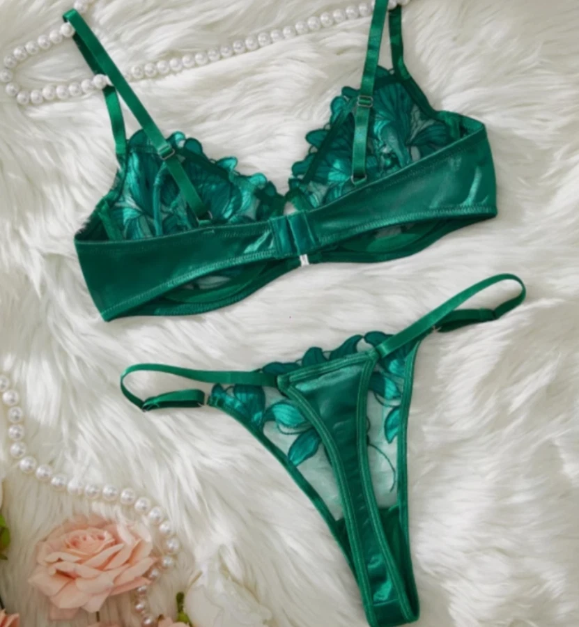 Floral Embroidery Sexy Bra & Panty Lingerie Set UK