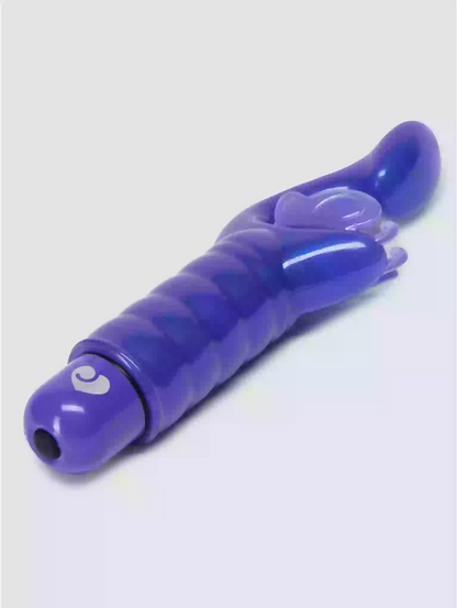 Purple and clear plastic tool on a white background