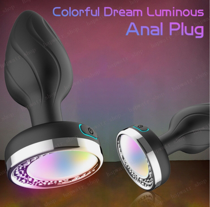 Colorful Dream Luminous Anal Plug with LED light on a gradient background