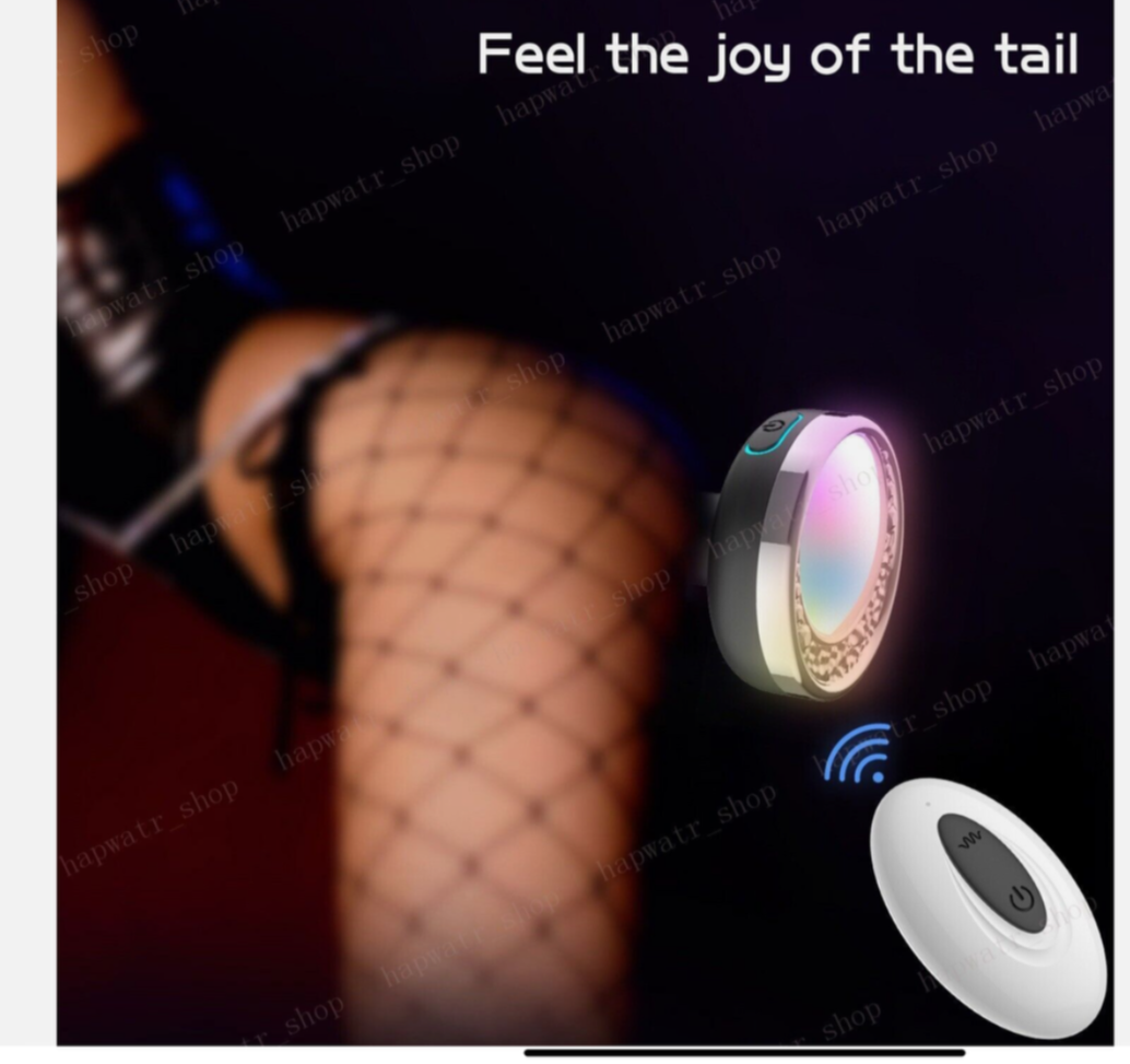 Light-up dog toy with text 'Feel the joy of the tail' on a dark background