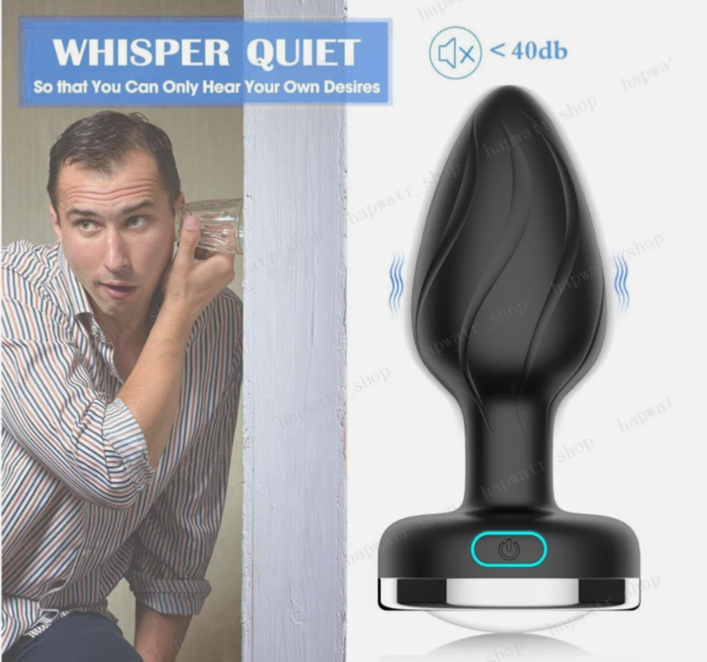 Black electronic device with a man peeking around a corner, labeled 'Whisper Quiet'.