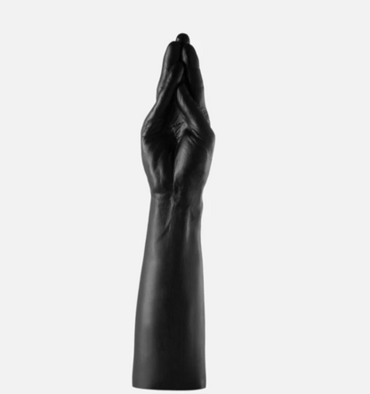 Black rubber glove on a white background