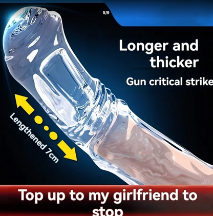 Product with text indicating lengthening feature and humorous message.