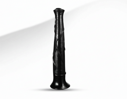 Black textured vase on a white background