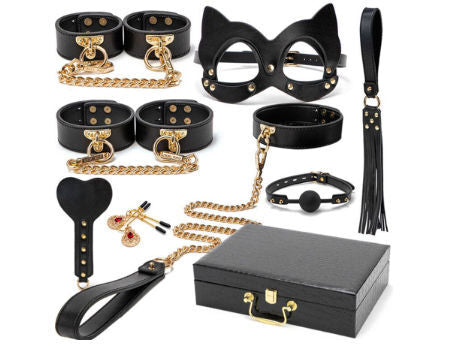 Luxury bandage set sex toy black leather spanking S&M