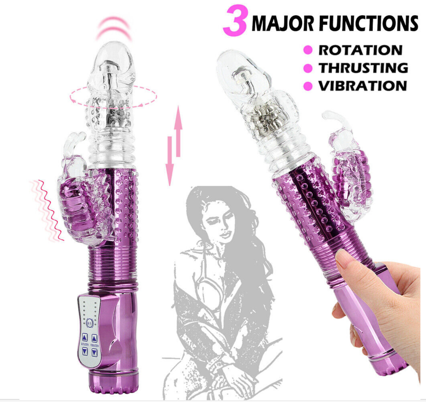 Jack rabbit vibrator sex toy battery or USB model
