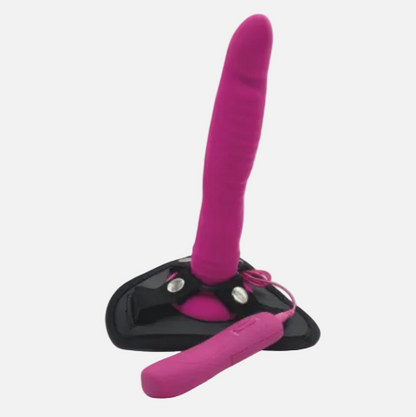 Dual Strap-On Dildo with Rabbit Vibrator - UK Adult Toy
