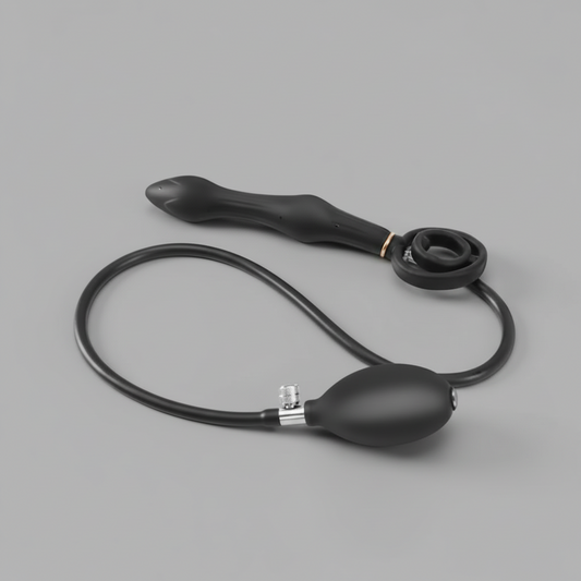 Black bicycle handlebar with cable on a gray background