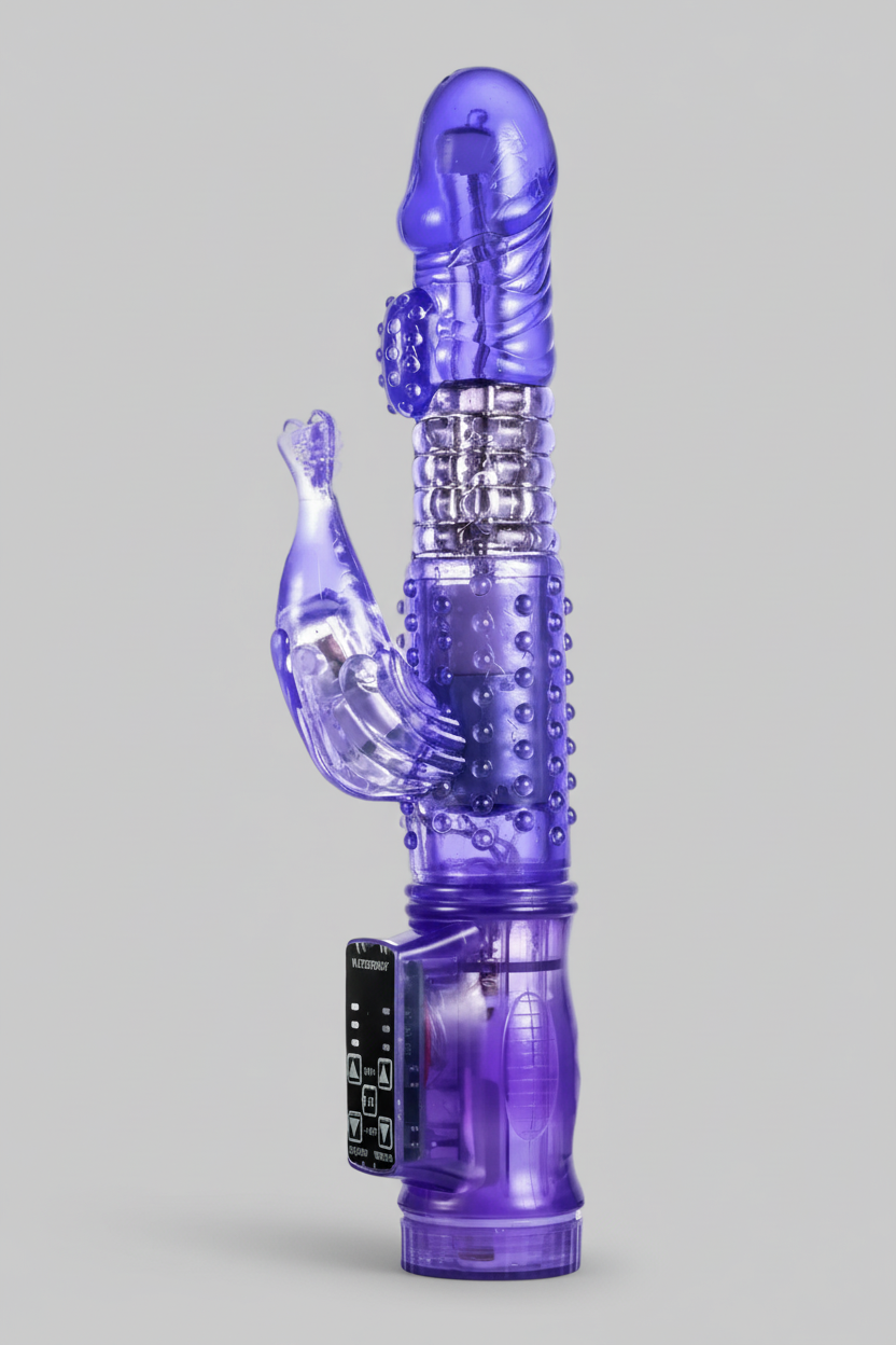 Purple toy with intricate design on a gray background