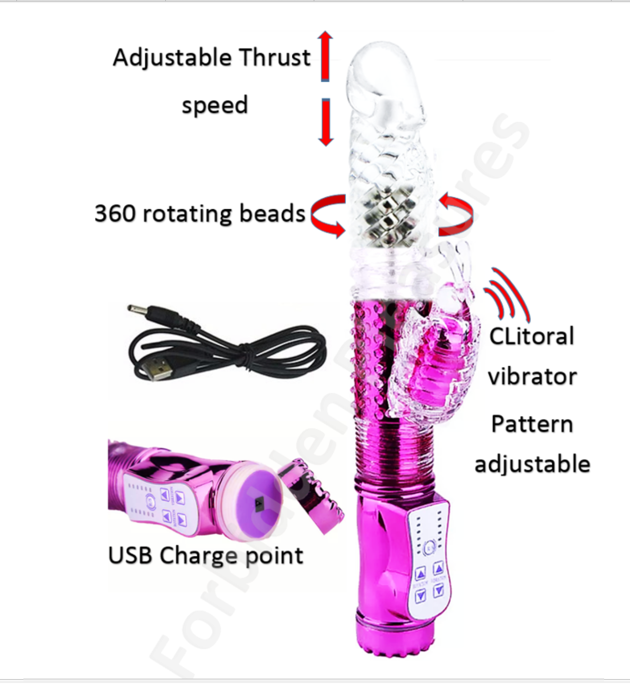 Pink electronic device with features labeled on a white background