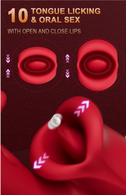 Red silicone product with text on a dark background