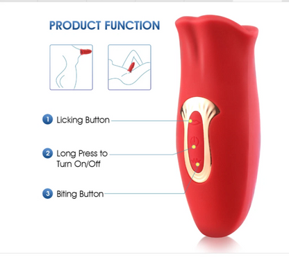 Red product with labeled buttons on a white background