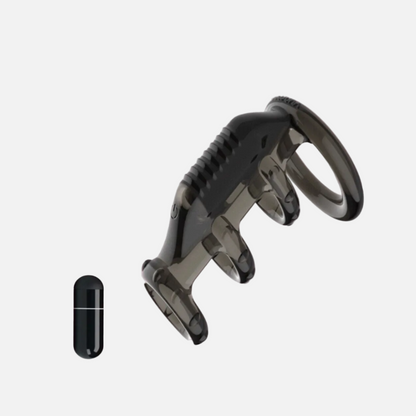 Black and transparent plastic tool on a white background