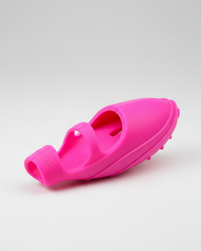 Pink sandal on a light gray background