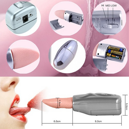 Gum disease treatment device with close-up details and usage on a pink background