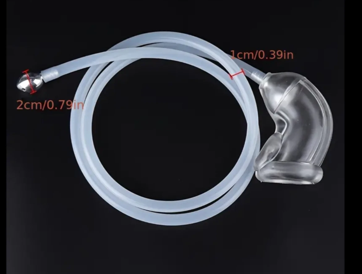 Silicone tube with clear connector on a black background