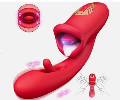 Red silicone slide with a small round attachment on a white background