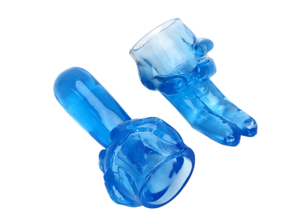 Two blue glass pipes on a white background