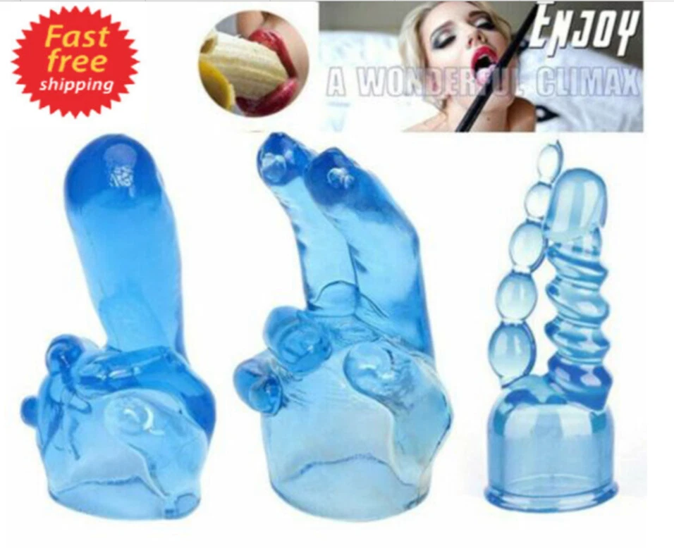Blue silicone butt plug set with promotional text and images on a white background