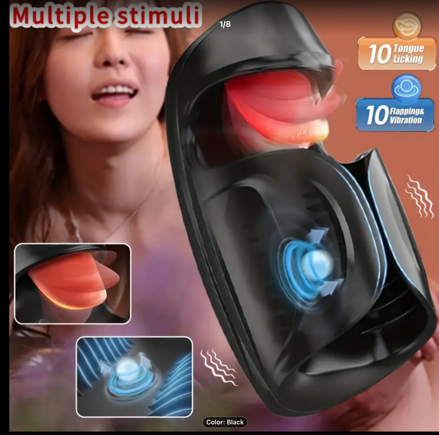 Sexual product with multiple stimuli features on a blurred background