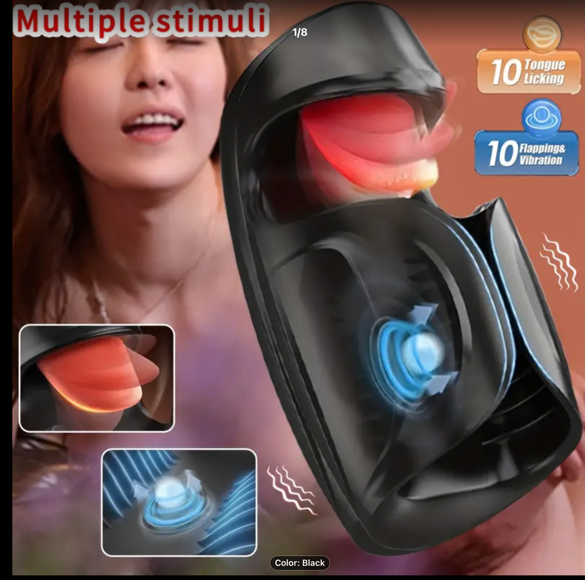 Sexual product with multiple stimuli features on a blurred background