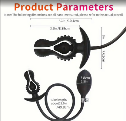 Product dimensions of a black device with measurement labels on a white background