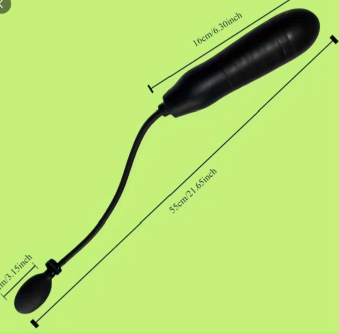 Black flexible tool with measurements on a green background