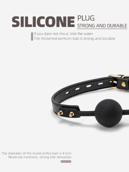 Silicone plug with black leather strap on a white background