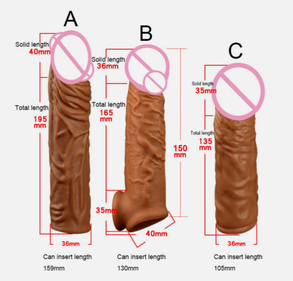 Measurement chart of three brown cylindrical objects with labeled dimensions on a white background.