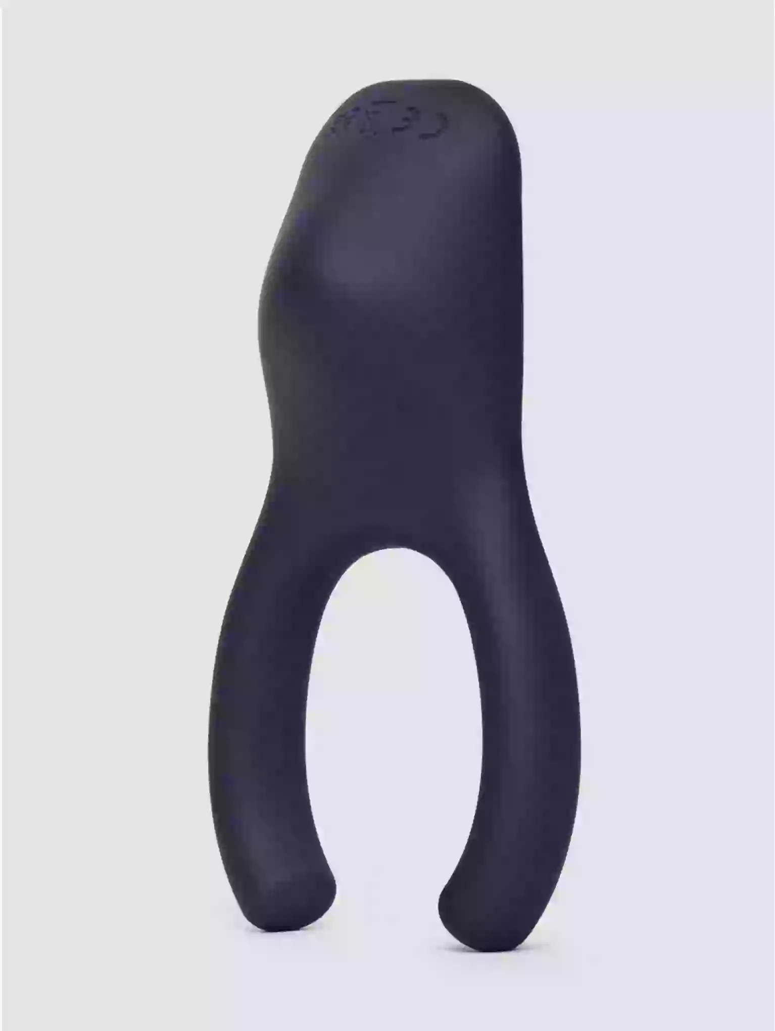 Black silicone butt plug on a white background