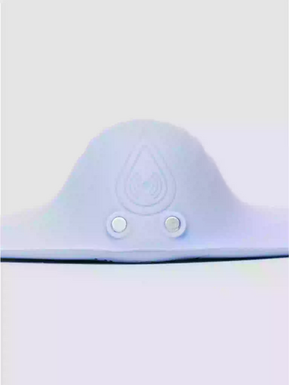 White electronic device with two buttons on a light gray background