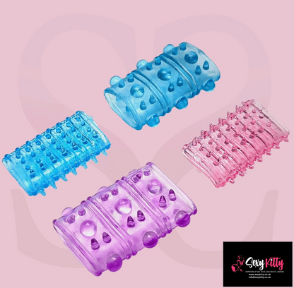 Three foot massager rollers in blue, pink, and purple on a pink background with 'Sexy Kitty' branding.