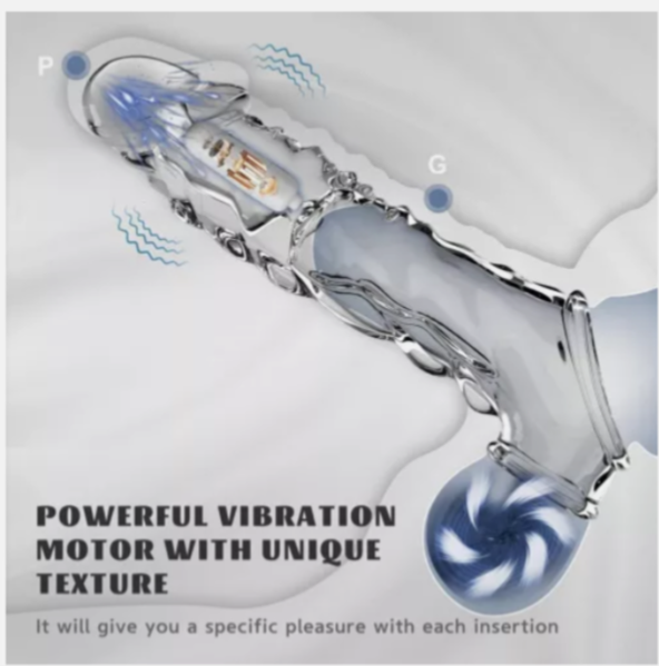 Product with a powerful vibration motor and unique texture on a gray background