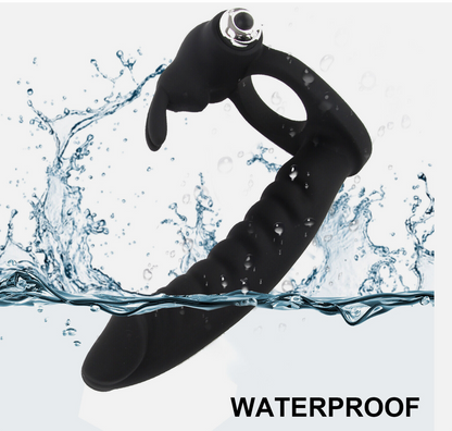 Black waterproof device with water splashes on a white background