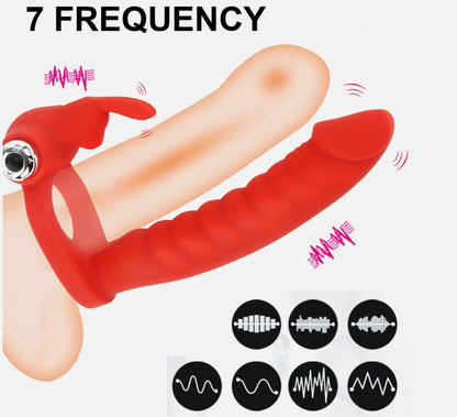 Red and beige device with '7 Frequency' text and wave icons on a white background