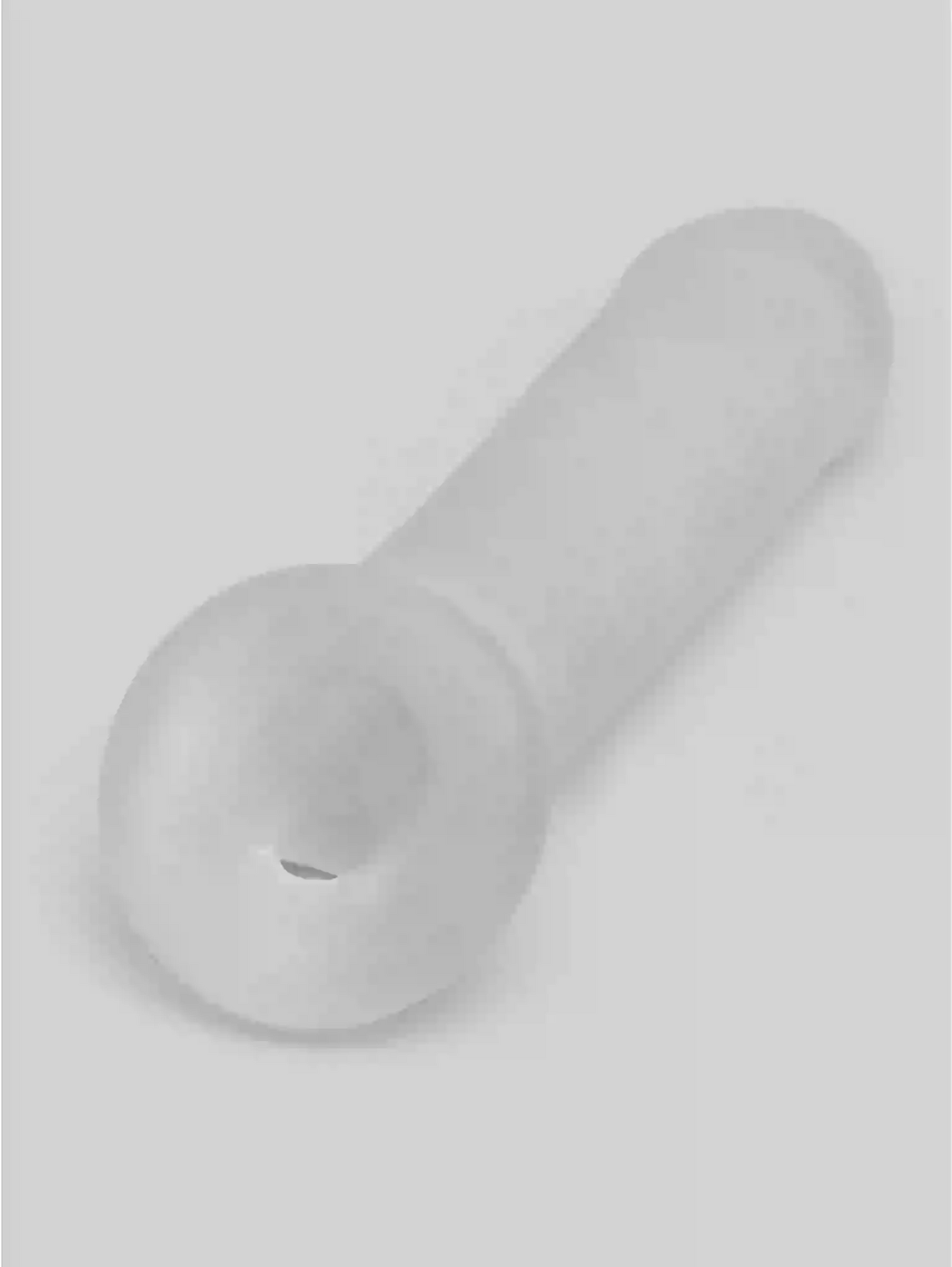 Clear glass pipe on a light gray background