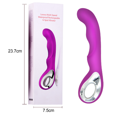 Purple and silver device with packaging on a white background