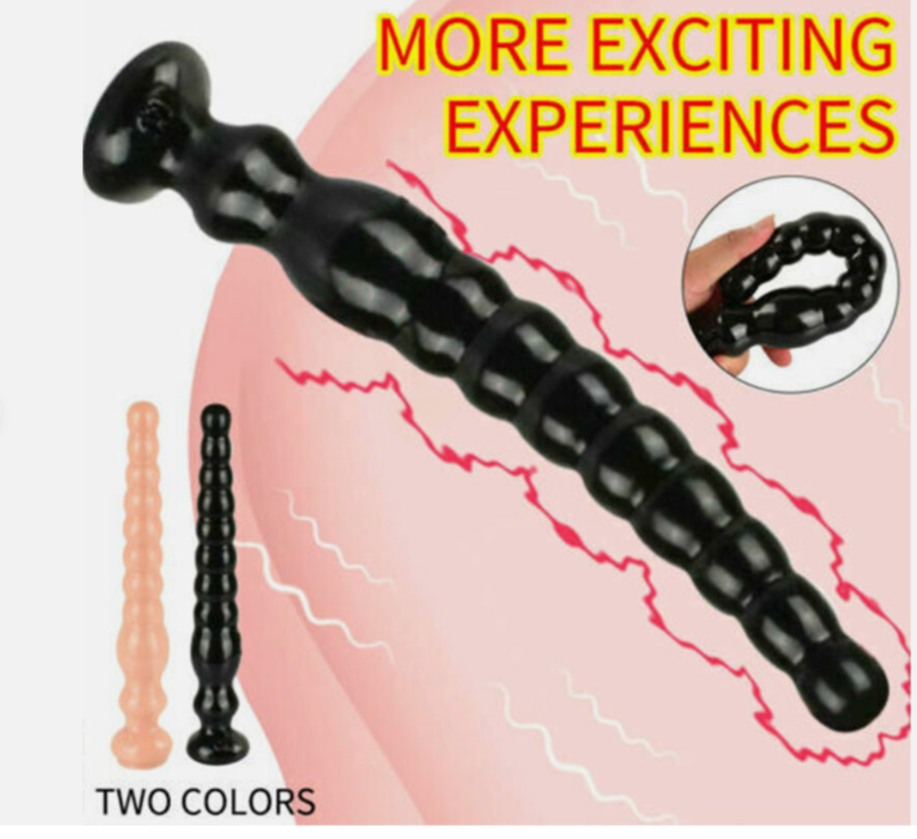 Black and beige massage sticks with a pink background and text about 'More Exciting Experiences'.