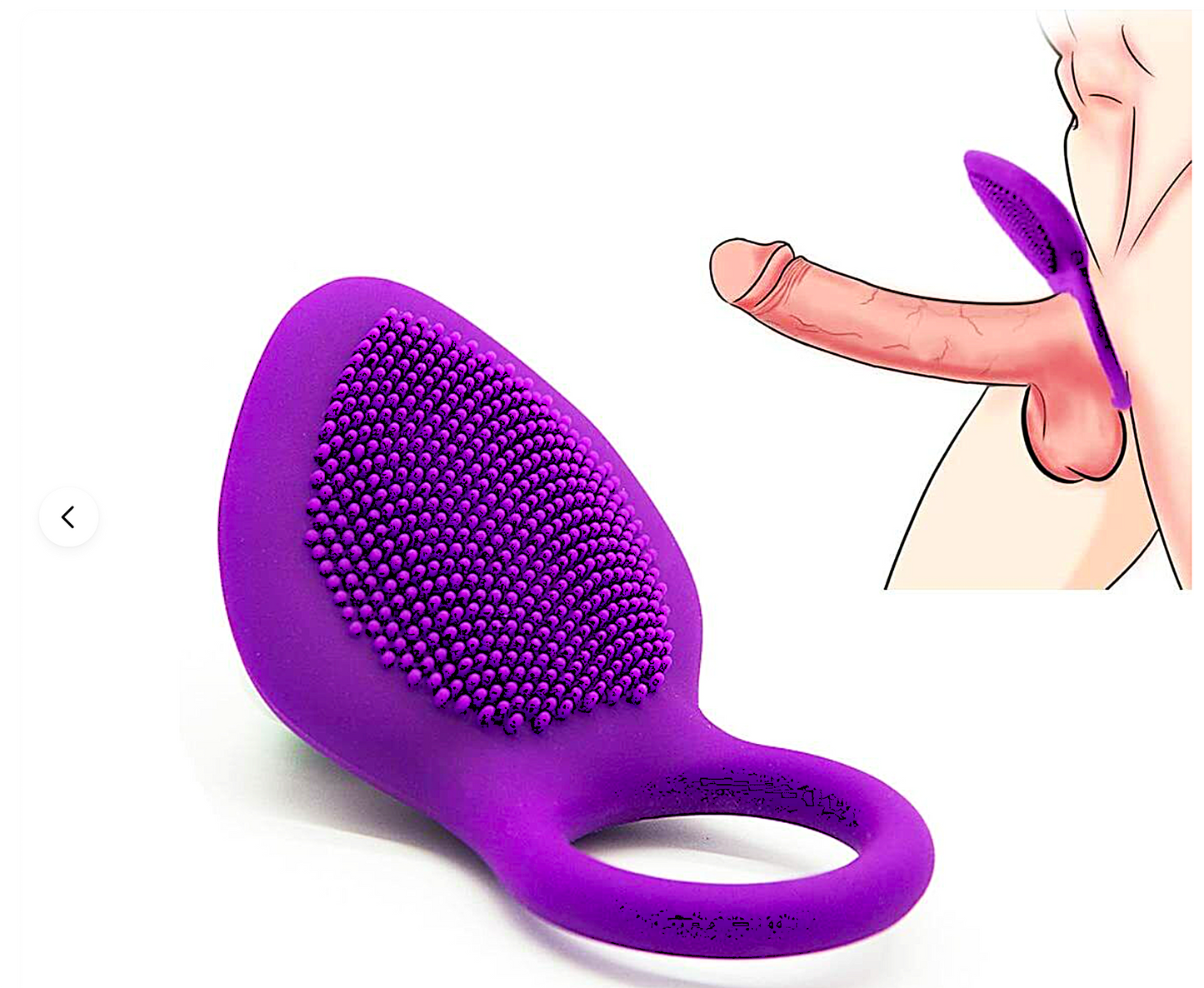 Purple silicone tool with textured surface on a white background