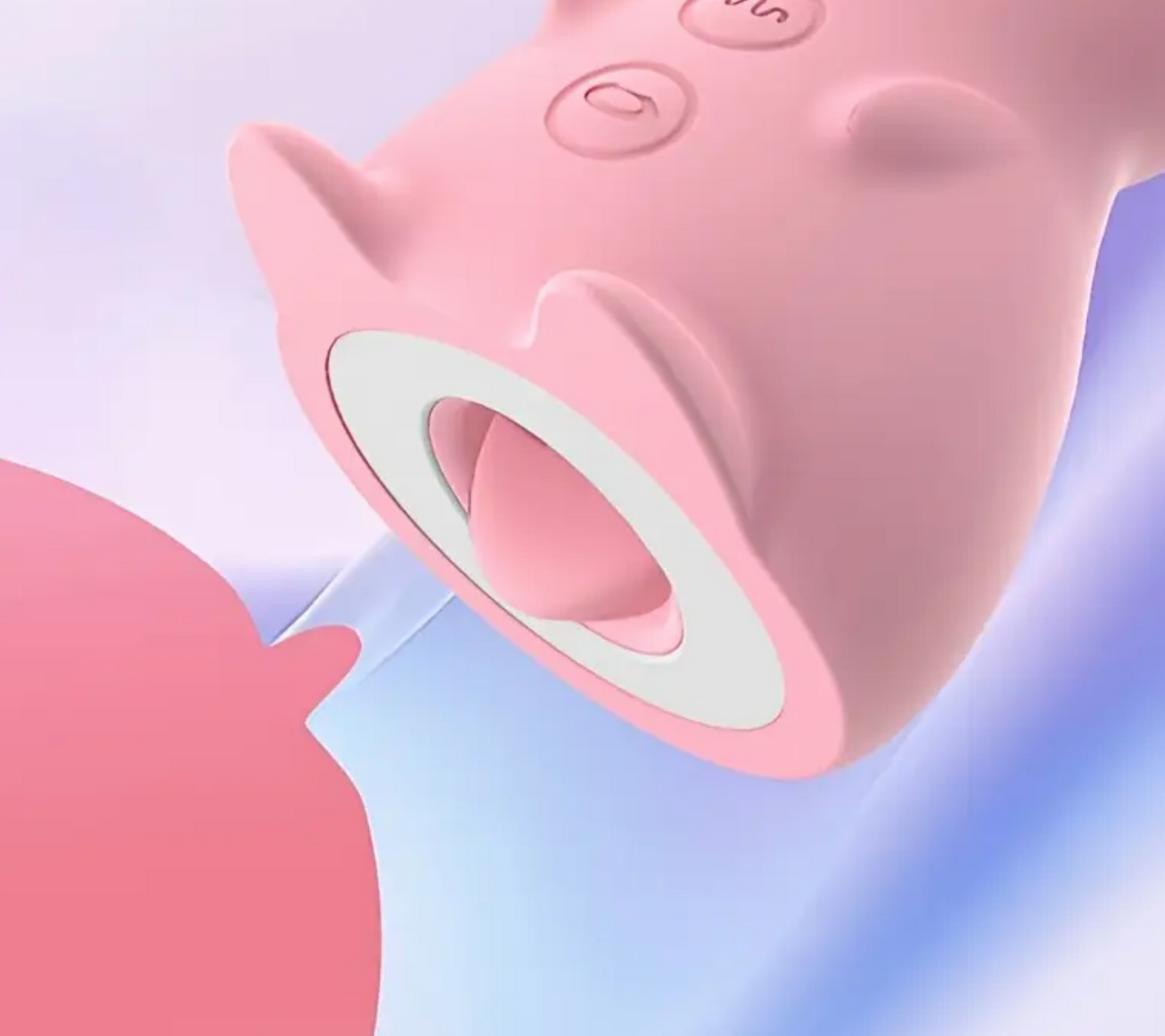 Pink electronic device with a white component on a gradient background