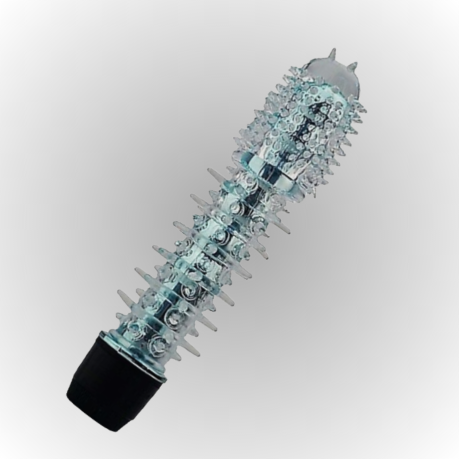 Sexual product with clear and black design on a light gray background