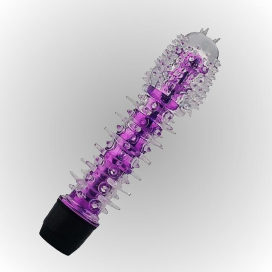 Purple and clear massager on a white background