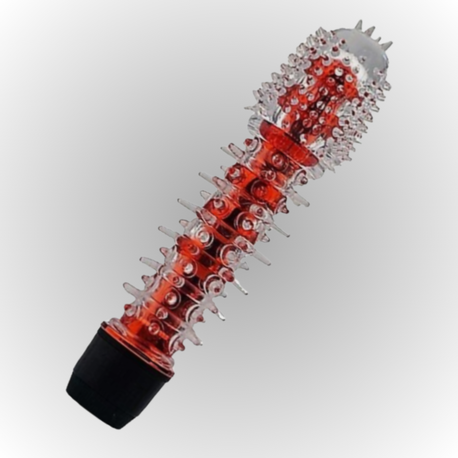 Sexual product with red and clear design on a white background